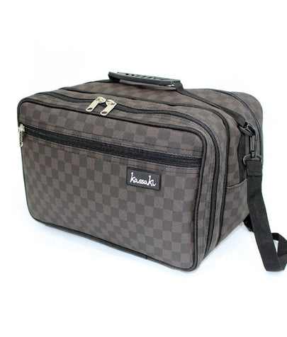 Hairdressing Kit Bag Barber Tool Bag for professionals in Black and Brown Check