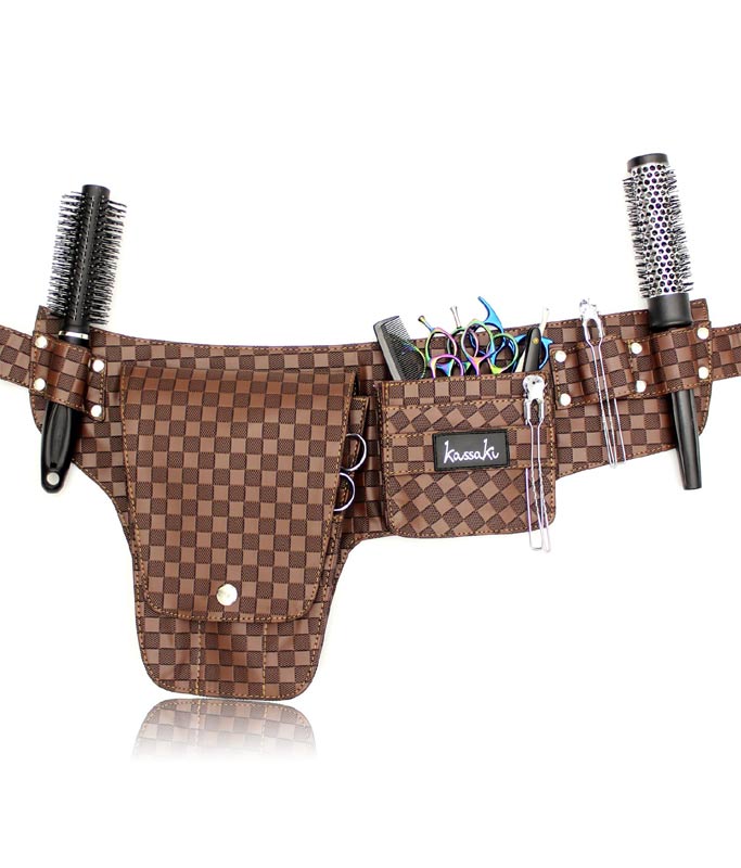 Hairdressing Scissors Tool belt Bag in Brown Check TB18 Kassaki