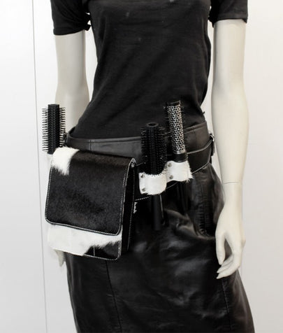Cowhide Leather Hairdressing Scissor Pouch Tool Belt - B&W Square - SQ04