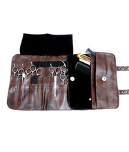 Load image into Gallery viewer, Hairdressing Scissor Case - Shear Tool Roll for Barbers-  Dark Brown