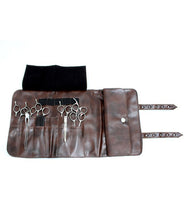Load image into Gallery viewer, Hairdressing Scissor Case - Shear Tool Roll for Barbers-  Dark Brown