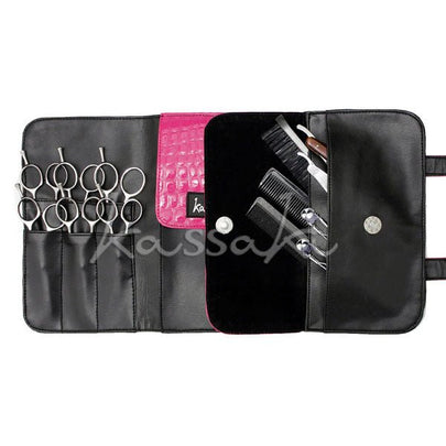 Kassaki Hairdressing Scissor Case - Shear Tool Roll for Barbers-  Pink