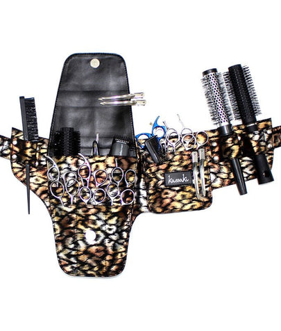 Hairdressing Scissors Tool belt Bag in - Gold Leopard