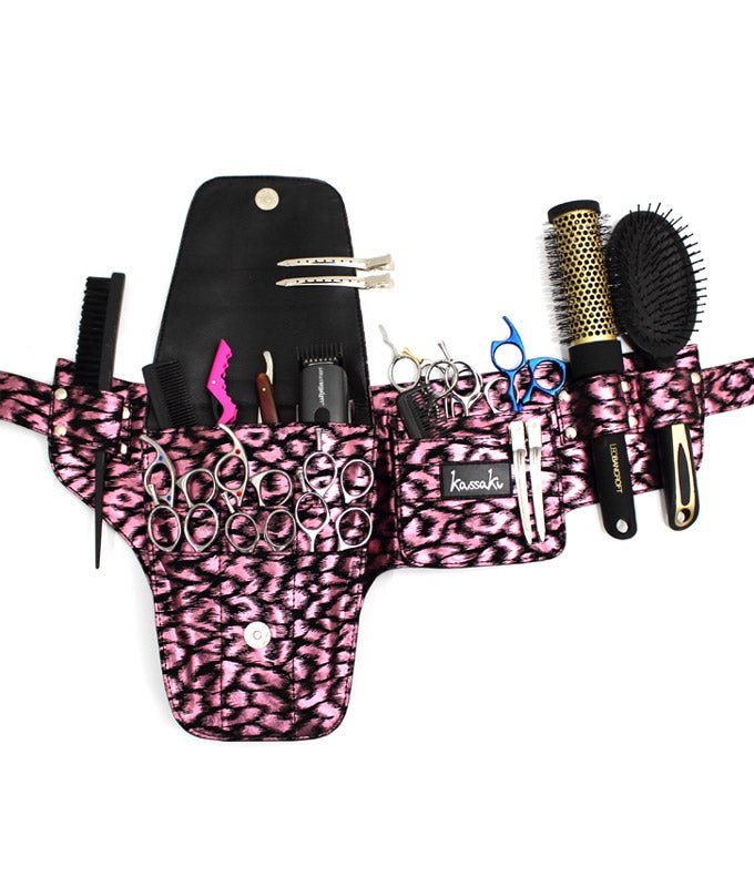 Hairdressing Scissors Tool belt Bag in - Pink Leopard