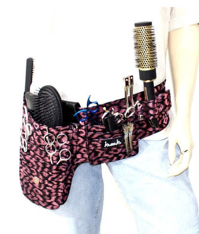 Hairdressing Scissors Tool belt Bag in - Pink Leopard