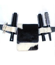 Load image into Gallery viewer, Cowhide Leather Hairdressing Scissor Pouch Tool Belt - B&amp;W Square - SQ04