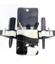 Load image into Gallery viewer, Cowhide Leather Hairdressing Scissor Pouch Tool Belt - B&amp;W Square - SQ04