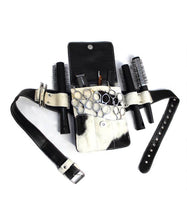 Load image into Gallery viewer, Cowhide Leather Hairdressing Scissor Pouch Tool Belt - B&amp;W Square