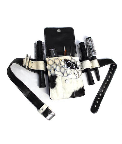 Cowhide Leather Hairdressing Scissor Pouch Tool Belt - B&W Square