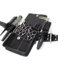 Load image into Gallery viewer, Natural Cowhide Leather Hairdressing Scissor Pouch Tool Belt - Black Square-SQ01