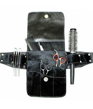 Load image into Gallery viewer, Natural Cowhide Leather Hairdressing Scissor Pouch Tool Belt - Black Square-SQ01