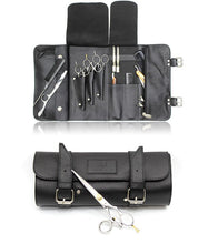 Load image into Gallery viewer, Leather Hairdressing Scissors Case Tool Roll for Barber  Hairstylists  Pet Groomers