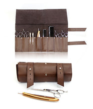 Load image into Gallery viewer, Leather Shear Tool roll for Hairdressers and Barbers Scissors Case
