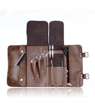 Load image into Gallery viewer, Leather Hairdressing Scissor Case - Shear Tool Roll Case Pouch-  Brown