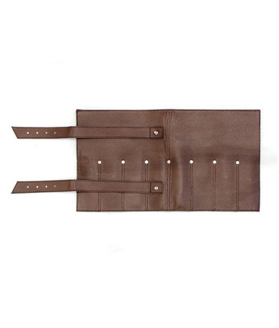 Leather Hairdressing Scissor Case - Barber Shear Tool Roll -  Brown