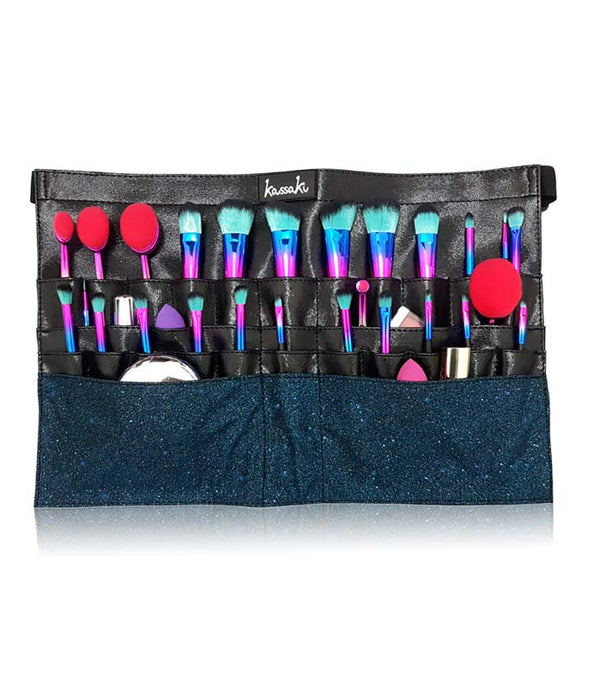 Professional Makeup Artist Brush Belt Bag in Blue Glitter - MK07