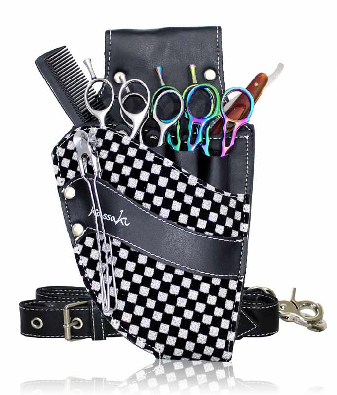 Hairdressing Scissors Pouch in Silver Sparkle Square