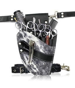 Hairdressing Scissors Pouch B&W Cowhide Look