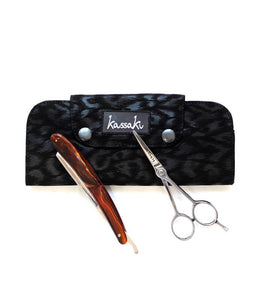 Hairdressing Scissor Case Wallet Tool Roll - Black Leopard