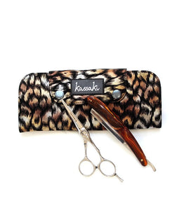 Hairdressing Scissor Case Wallet Tool Roll -Gold Leopard