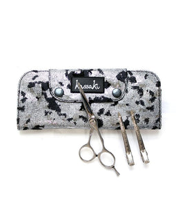 Hairdressing Scissor Case Wallet Tool Roll -Silver Paint
