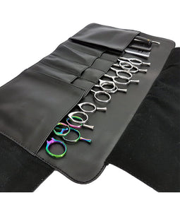 Hairdressing Scissor Case - Shear Tool Roll -  Black Shiny Check