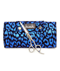 Hairdressing Scissor Tool Roll - Shear Case -  Blue Leopard