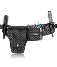 Load image into Gallery viewer, Hairdressing belt kassaki scissor pouch bag in luxury black checkered material.  
