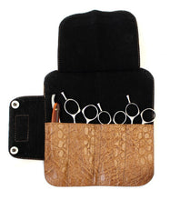 Load image into Gallery viewer, Personalised Hairdressing Scissor Case Embroidered Shear Wallet Tool Roll-Tan