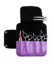 Load image into Gallery viewer, Personalised Hairdressing Scissor Case Embroidered Shear Wallet Tool Roll -Purple