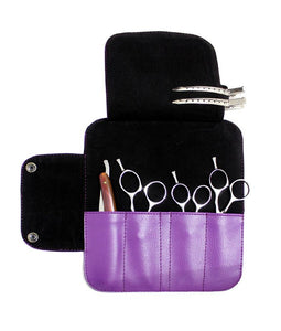 Personalised Hairdressing Scissor Case Embroidered Shear Wallet Tool Roll -Purple
