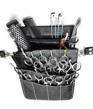 Load image into Gallery viewer, Hairdressing Scissor Holster Tool Belt Black Ostrich- JZ01